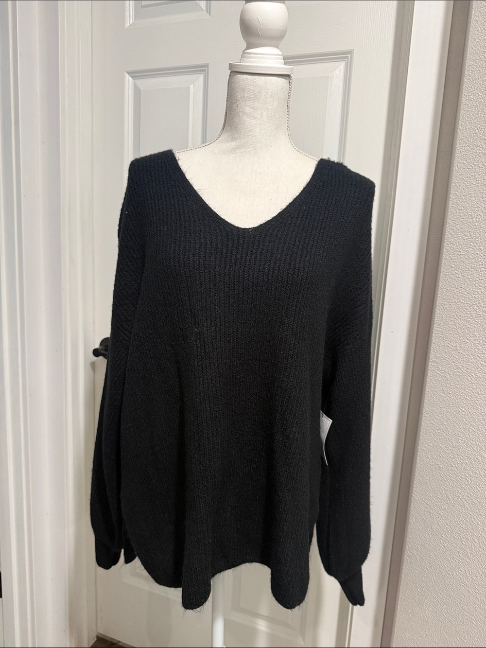 1. State Black V-Neck Knit Pullover Sweater